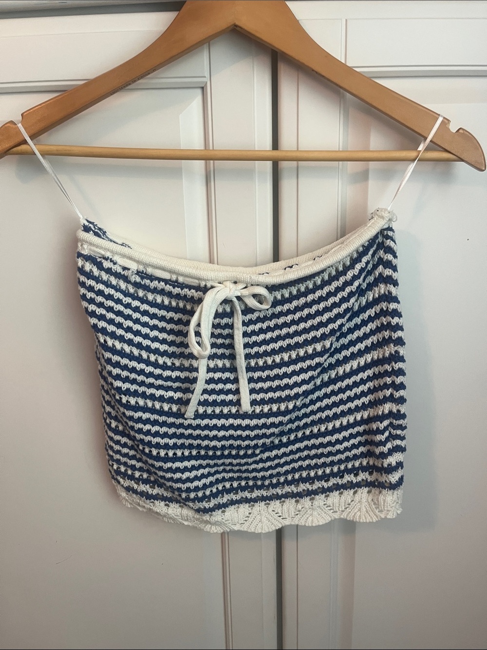 Striped Navy & White Knit Tube top